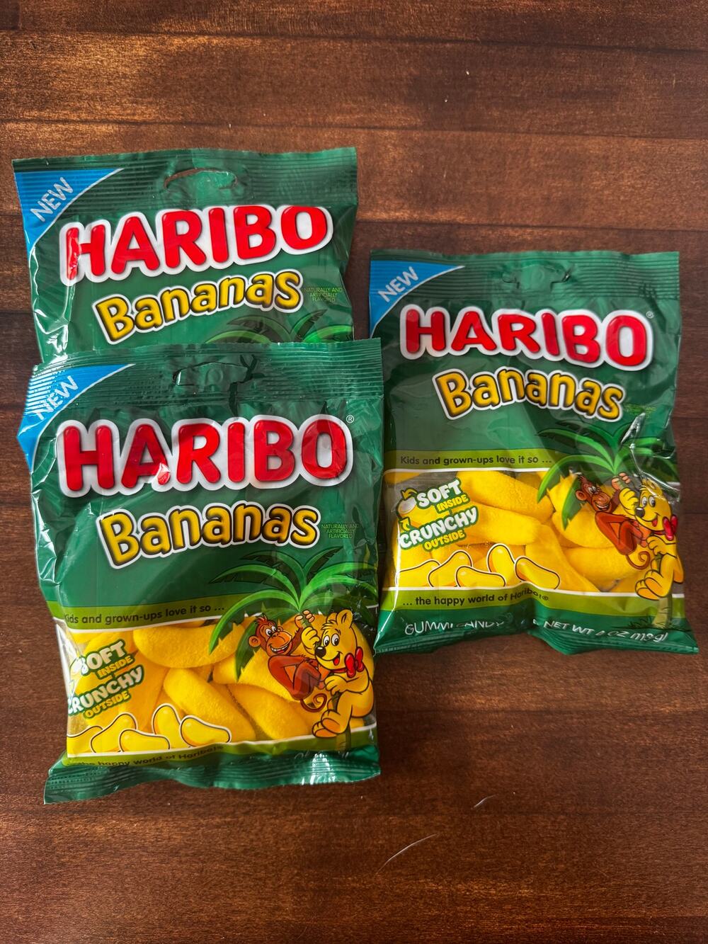 *NEW*- Haribo BANANAS Gummi Candy-"Soft Inside/Crunchy Outside"- {LOT OF 3 BAGS}